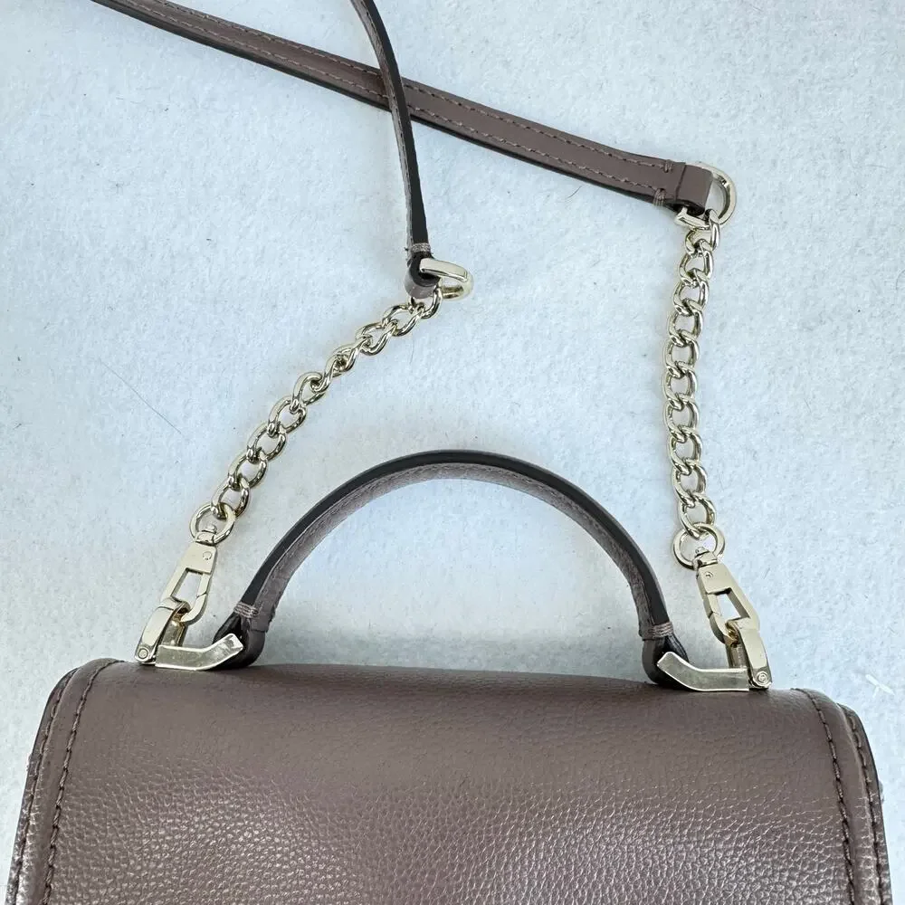 Kate Spade New York Leather Mini Crossbody Top Handle Mauve Small Chain Strap XS - Picture 12 of 12